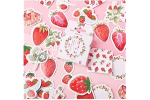 Ta Merry Kawaii Scrapbook Accessories Scrapbooking Supplies,45Pcs Cute Strawberry Stickers Aesthetic for Adults,Journaling Supplies Aesthetic Stickers for Scrapbooking,Card Making(Strawberry Cheese)