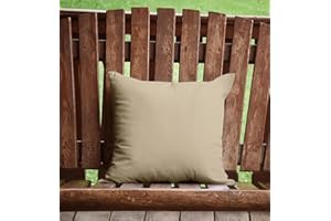 Roseley Waterproof Cushion Cover With Cushion Insert Pad Scatter Pillow 45 x 45cm Outdoor Throw Pillows With Removable Cases Garden Patio Sofa Cushion Fillers [Natural, 1pc]