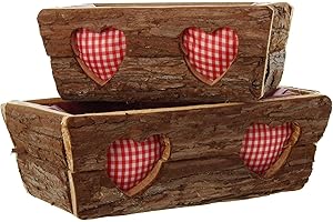 FRANK FLECHTWAREN 'Bark' plant box. Set of 2