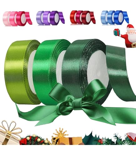 Groen lint 1/2 inch effen kleur satijnen lint, 4 rollen in totaal 80 m