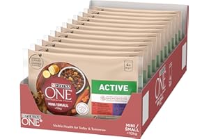 Purina ONE Mini <10kg Comida húmeda para Perro pequeño Activo con Buey y Pato, 12 packs de 4 sobres de 85g - 48 sobres