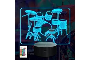 ANYWIN Drum Kit Night Light, Drum 3D Illusion Lamp for Kids with 16 Colors Changing Remote & Timer & Dimmer for Room Decor,Birthday Christmas Holiday Creative Gifts for Kids Boys Girls Drum Lovers