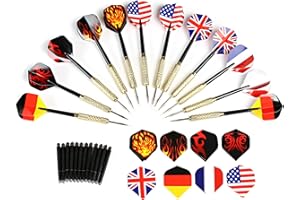 GWHOLE 12 Fléchettes à Pointe Aiguille en Acier Flechette Pointe Acier Jeu de Fléchettes Set de Fléchettes Professionnel Set de Fléchettes Pointe Acier