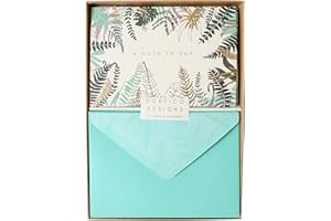 PORTICO DESIGNS LTD Fern Design Gold Foil Notecard Set of 10 with patterned envelopes in presentation box - A Note To Say