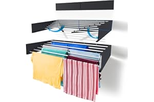 Step Up Vertical Wäscheständer - wandmontiert - ausziehbar - Wäscheständer klappbar, faltbar für drinnen oder draußen - platzsparendes, kompaktes Design, 8.4 m Leitung (120 cm - Industrielles Grau)