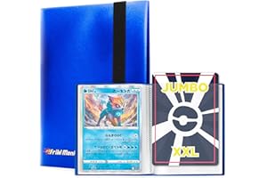 FRIKI MONKEY Album kolekcjonerski Jumbo XXL o pojemności 60 oryginalnych kart promocyjnych GX, VMAX, V lub EX, 30 stron na karty Jumbo, album z przezroczystymi rękawami, rozmiar 21,1 x 14,5 cm, niebieski