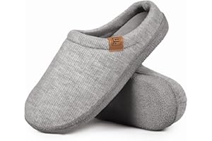 FamilyFairy Women’s Slippers Cosy Memory-Foam Striped Knit Non-Slip Indoor Outdoor Ladies House Shoes