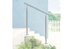 AICA SANITAER AICA Barandilla escalera, pasamanos de acero inoxidable para jardines, porches, entradas, interior y exterior escalera, Plateado, 100x106cm, 0 barras transversales