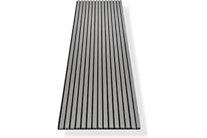 HAGEFOL® Akustikpaneele Holz 240x60 cm, Farbe: Grau, Wandpaneele Holz, 3D Lamellenwand aus Holzfurnier auf Akustik Filz, Akustikpaneele 2400x600 mm