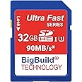 BigBuild Technology 32GB Ultra Fast 90MB/s Memory Card for Canon PowerShot SX430 IS camera, Class 10 SD SDHC