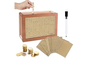 FENGQQKJ Hucha de Madera, Hucha con Contador.Una Hucha Reutilizable. Hucha con números Objetivo de Ahorro Tick con Hucha Objetivo para niños Adultos 500€ 1.000€ 2.000€ 3.000€ 5.000€ 10.000€