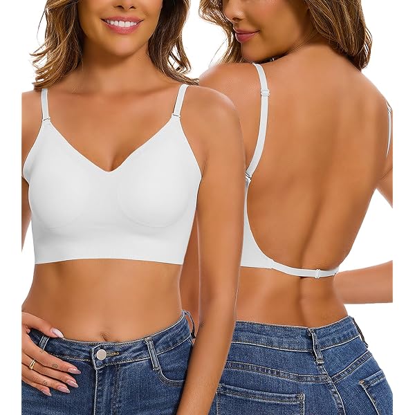 Sujetador Sin Aros UMIPUBO Para Mujer - Espalda Descubierta, Ajustable, Con Relleno Y Tejido Suave (65% Nylon, 35% Spandex)