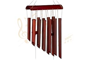 Relaxdays Campane a Vento, Canne in bambù, Campanelli Scacciapensieri per Esterni e Interni, H x L: 60 x 21 cm, Marrone