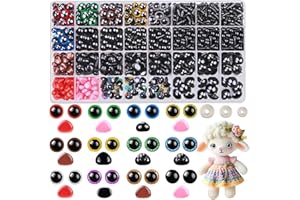 DTYDECLE 1148pcs Safety Eyes Toy, Plastic Colorful Glitter Safety Craft Doll Eyes Noses with Washers for Crochet Stuffed Animals Teddy Bear Soft Toy Craft Making DIY Crafts