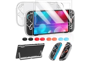 FYOUNG Coque et 2 Protection Ecran pour Nintendo Switch 2 - Coque Rigide en PC, Protège-Écrans en Verre Trempé, Capuchon Joystick - Housse Anti-Rayures Accessoires Switch 2025 - Transparent