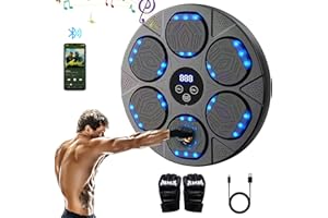 Lutranstra Máquina de Boxeo Musical,Boxeo Pared con Musica,Bluetooth Musical Boxing Machine con Guantes De Boxeo,9 Modos Velocidades e Iluminación LED para Entrenamiento de Boxeo