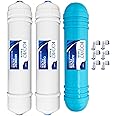 Konvio Neer 8 Inch Alkaline Cartridge, Carbon and Sediment Filter, Inline Filter Set for All RO Water Purifier