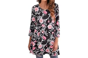 Enmain Camisetas de Manga Larga para Mujer Cuello Redondo Holgada Casual Túnica Tops Elasticidad Manga 3/4 Larga Tshirt