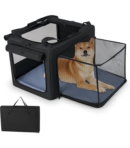 Lionto Borsa Trasportino Per Cani Pieghevole Per Viaggi E Auto, 60x42x44 Cm, Box Di Trasporto Stabile Con Maniglie Per Gatti E Animali Fino A 12 Kg, Scatola In Tessuto, Grigio - 4