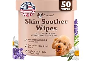 Natural Dog Company Skin Soother Wipes, 50 Count, Pet Wipes for Dogs, Hypoallergenic Formula, Dog Moisturizer for Dry Skin, Grooming Wipes for Dogs, Pet Itch Soother for Dogs