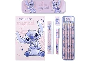 Disney Trousse Lilo & Stitch pour enfants avec crayons de couleur, fournitures artistiques, fournitures de papeterie, coffret cadeau