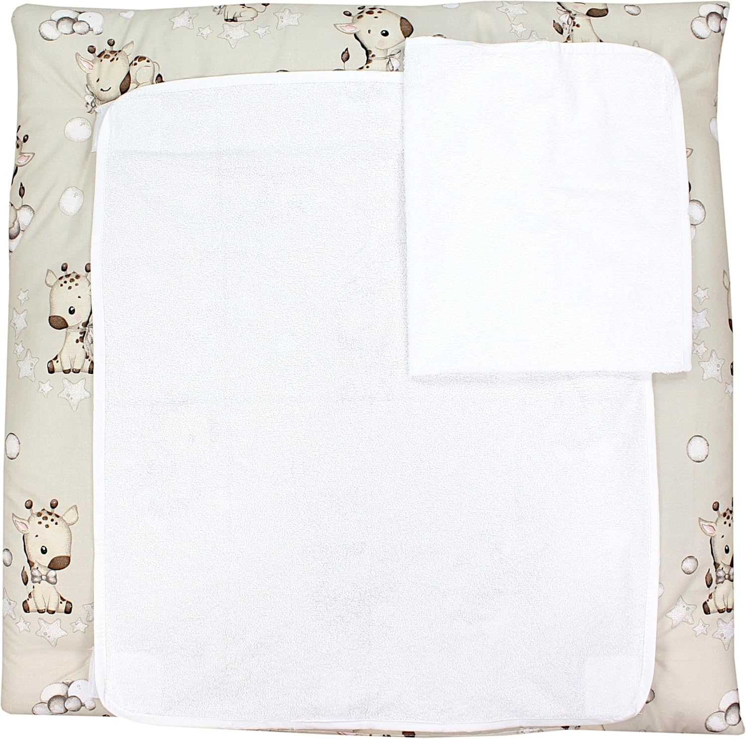 TupTam Colchón para Cambiador con 2 Fundas der Rizo, Bebé ANK019, Jirafa Beige, 76 x 76 cm