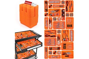 GIKLUX 45 Pezzi Cassetta Attrezzi Organizer Cassetti, Per Viti Minuteria, Attrezzi Banco Da Lavoro, Scatole Vassoio Portaoggetti Organizzatore Cassetti Plastica, Per Carrello Porta Attrezzi, Garage - Arancia