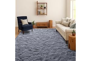 ‎SOANNY SOANNY Hochflor Wohnzimmer Teppich, Einfarbig Grau, Waschbar, Anti Rutsch, Flauschig Teppiche, Flauschige Moderne Matte für Schlafzimmer Kinderzimmer, 120 x 180 cm