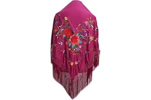 BRANDELIA Mantones de flamenca mujer Estilo Mantón de Manila Mantones bordados Mantón grande típico baile flamenco Feria de Abril Sevilla El Rocío