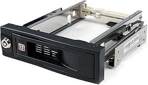 StarTech.com 5.25in Trayless Hot Swap Mobile Rack for 3.5in Hard Drive - Internal SATA Backplane Enclosure - Lockable drive bay (HSB100SATBK), Black
