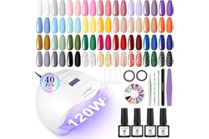 SPTHTHHPY 36+4 Gel Nail Polish Set with 120w Lamp Starter Kit - With No Wipe Glossy & Matte Top Coat and Base Coat - DIY Manicure Tool Gift for Beginners at Home
