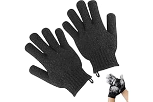 LAFEFE 1 a Pair Exfoliating Gloves - Bamboo Shower Gloves - Bath and Body Exfoliator Mitts - Scrubs Away Ingrown Hair and Dead Skin - for Shower, Spa, Massage and Dead Skin Cell Remover - Black
