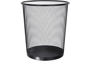 CABLEPELADO Papelera Malla Metalica, Cesto basura redondo metálico, Papelera Reciclaje, Cubo de Basura, Papelera Escritorio, Papelera Baño, 27 cm alto x 23.5 cm diámetro, 12 Litros (Negro)