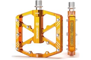 GEWAGE Bike Pedals With Reflective Strips, 3 Sealed Bearings Non-Slip CNC Aluminum Bicycle Platform 9/16" Pedals For Road Bike MTB E-Bike.