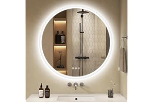 S'bagno Rotondo Specchio Bagno con Luce 80cm, Specchio Bagno LED con Bluetooth, Antiappannamento, 3000K/4000K/6500K, Dimmerabile, Vetro Temperato HD, Funzione di Memoria, IP44