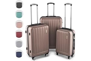 Easy Move Koffer Set 3 teilig Hartschale - stabiles Kofferset Hartschalenkoffer mit 4 Rollen 360° leise | Reisekoffer Trolley Luggage 3 Stück | Rollkoffer mit Zahlenschloss und Teleskopgriff