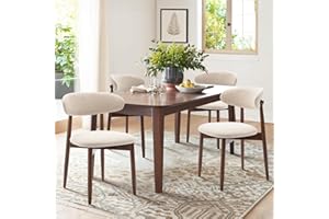 ‎COLAMY COLAMY Küchenstuhl Esszimmerstühle 4er Set, Moderne Polsterstuhl Essstühle mit Fester Rückenlehne, Stoff Esszimmerstühl mit Holzbein für Esszimmer, Küche, Restaurant, Beige