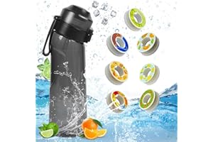 COEYOS Air Bottiglia d'acqua con 7 Cialde Aromatiche, 650ML Senza BPA Borracce Tritan Cialde Aromi Frutta Profumate Borraccia Prova di Perdite 0 Calorie Tazza d'acqua con Cannuccia per Sport