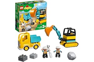 LEGO Duplo 10931 Le Camion et la Pelleteuse - Jeux de Voiture sur Le théme du Chantier pour Les Enfants de 2 Ans et Plus