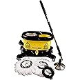 Cyclomop Commercial & Industrial Heavy-Duty Spin Mop & Bucket Sets - 360° Rotating Mops for Rapid Floor Cleaning & Drying - Stainless Steel Bucket with Handheld, Foot Wringer & Dolly for Convenience