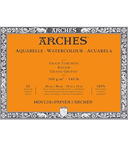 ARCHES 36 X 51 Cm 300 GSM Rough Grain Glued On 4 Sides