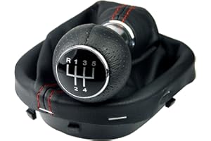 L & P CAR DESIGN L&P A263-8 Schaltsack Schaltmanschette Schwarz Rot Schaltknauf 5 Gang kompatibel mit VW Touran 1T Caddy III 3 Rahmen Knauf perforiert Plug Play Ersatzteil für 1T0711113 2K0711113 1T0711456