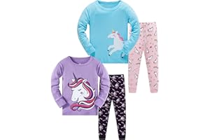 SOIBEEN Girls Pyjamas Set Pajamas 100% Cotton PJs Long Sleeve Short Sleeve Sleepwears 2-12 Years