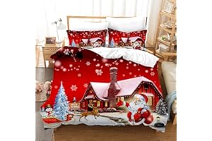 PQCXXA Copripiumino Natalizio, Set di biancheria da letto per bambini, motivo Babbo Natale e alce, copripiumino con chiusura lampo e 2 federe 50 x 75 cm (Natale A, 220x240cm)