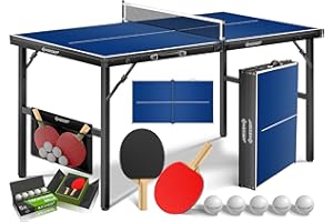 KESSER Mini table de ping-pong d'extérieur | Intérieur avec ensemble de raquettes de ping-pong, balles de tennis de table et filet TT – Résistant aux intempéries | Laminé | Pliable pour les