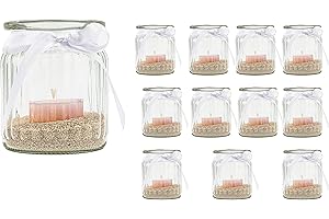 Casavetro - Juego de 6 o 12 jarrones pequeños de Cristal con Forma de C y Cuello Ancho con Lazo, diseño rústico, Vidrio, Blanco, 6 X