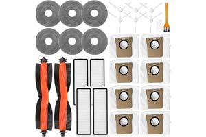 Replacement Kit Accessories Compatible with Xiaomi Robot Vacuum X10 Plus,X10+, X20+, X20 Plus Parts 2 Main Brush 6 Side Brush 8 Dust Bag 4 HEPA Filter 6 Mop Cloth (26, White)