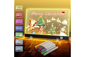 PANTHEM LED Maltafel Kinder 30x20cm mit 7 Lichtfarben & 12 Stiften, Transparente Acryl LED Zeichentafel mit 9 Lichtmodi, Inkl. Upgrade Halter & Haken, Abwischbar Schreibtafel Notiztafel Leuchttafel