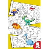 SinaTicaret Dinazorlar Devri Boyama Kağıdı Rulosu, 5 Metre x 45 cm, Sevimli Dinazorlar Temalı, &Ccedil;ocuklar İ&ccedil;in Eğitici ve Eğlen