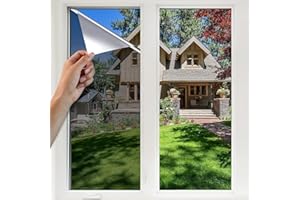 GUTBIKER Pellicola a specchio, autoadesiva, riflettente, protezione solare, protezione dai raggi UV, isolamento termico, finestra per ufficio e casa, argento (argento, 40 x 400)